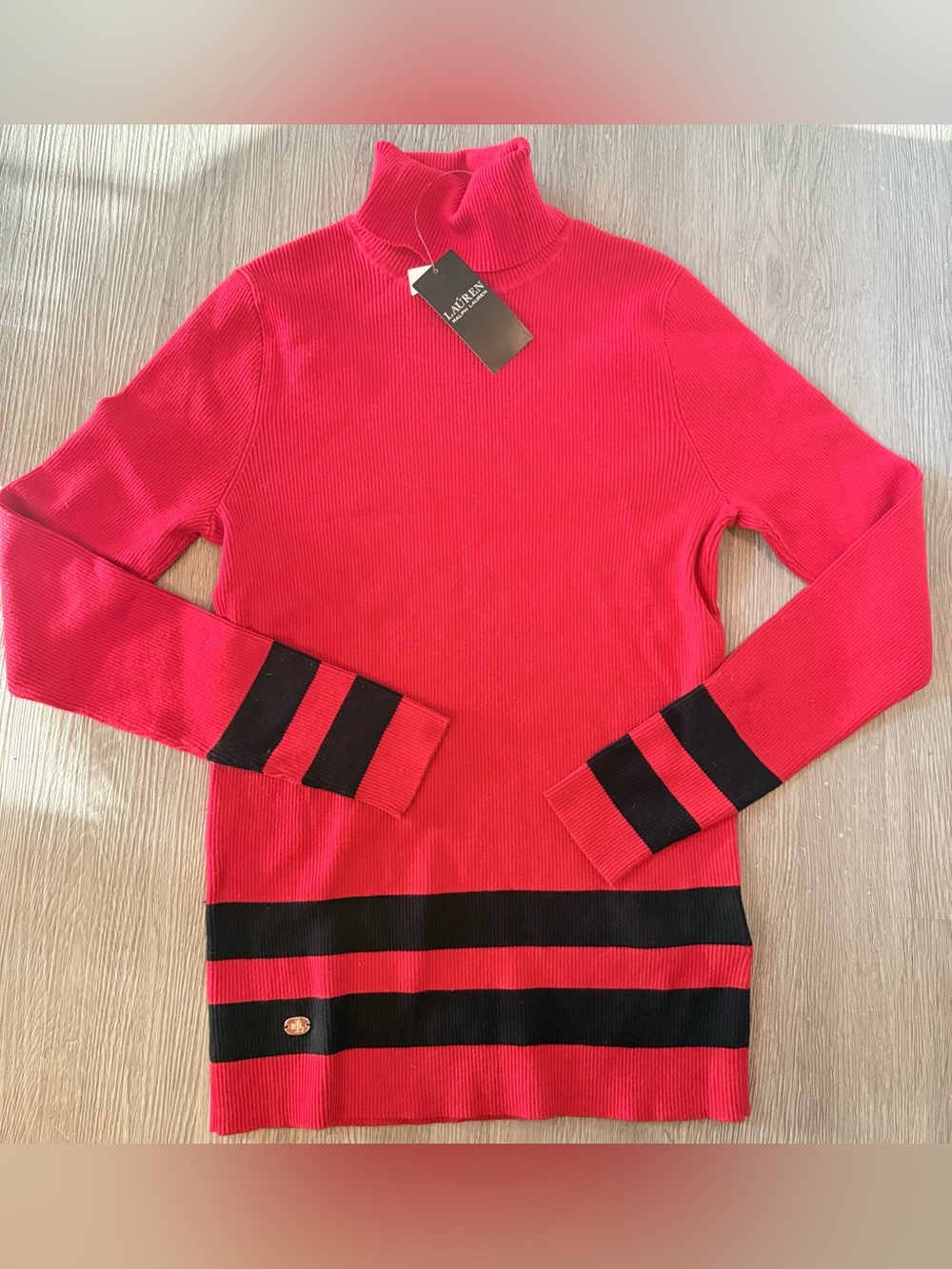 Women’s Lauren Ralph Lauren Striped Turtleneck Sweaters Large NWT
